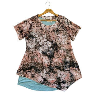 Logo Lori Goldstein Layered Top Set Plus Size 1X New Floral Top Tank A275015